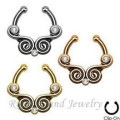 Gold Anodized Faux Septum Clip On Septum Piercing For Indian